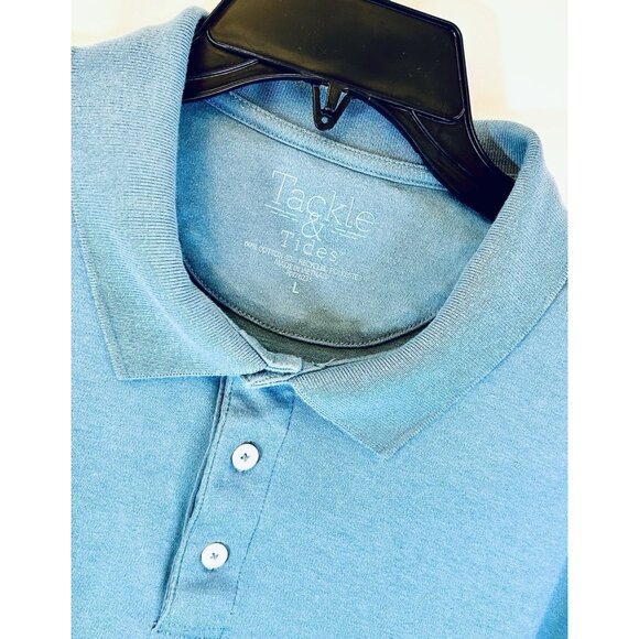TACKLE & TIDES Mens Ribbed Collar S/S Polo Shirt / Royal Blue / Men’s Large - Picture 2 of 9